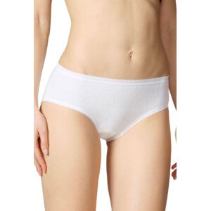 CALIDA Damen Slip Frottee, weiß, Unterhose aus Baumwolle und Polyamid, mit weichen Spitzenabschlüssen an Bund und Beinen, Größe: L (48-50)