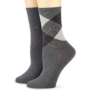 Tommy Hilfiger Women's Socks, Pack of 2 (Th Women Check Sock 2p) Grey (middle grey blend 758) Aztec, size: 39-42