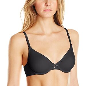 Maidenform Women's One Fab Fit Tailored Demi Coverage Wired Everyday Bra, Black (Black/Steel Grey), 34A