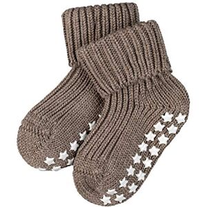 FALKE Catspads Slipper Socks, Cotton, Baby Blue, Pink, Many Other Colours, Thick Socks with Pattern, Warm, Plain, Ribbed, with Nubs on the Sole, 1 Pair, Brown (Pebble 5810), 80-92