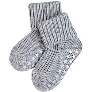 FALKE Catspads Slipper Socks, Cotton, Baby Blue, Pink, Many Other Colours, Thick Socks with Pattern, Warm, Plain, Ribbed, with Nubs on the Sole, 1 Pair, Grey (light grey 3400), 74-80