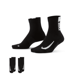 Nike Multiplier-ankelstrømper til løb (2 par) - sort sort 42-46