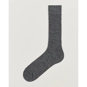 Bresciani Wool/Nylon Ribbed Short Socks Medium Grey men L (43-44) Grå