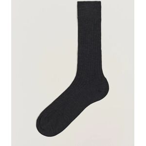 Bresciani Wool/Nylon Ribbed Short Socks Anthracite men L (43-44) Grå