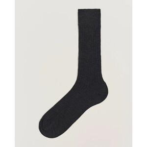 Bresciani Wool/Nylon Ribbed Short Socks Anthracite men M (41-42) Grå