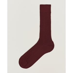 Bresciani Wool/Nylon Ribbed Short Socks Burgundy men M (41-42) Rød