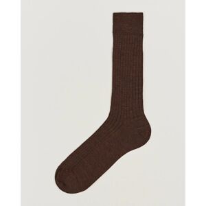 Bresciani Wool/Nylon Ribbed Short Socks Brown Melange men L (43-44) Brun