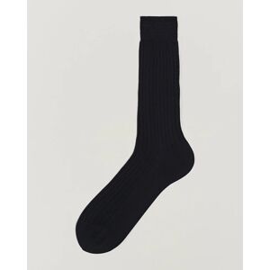 Bresciani Cotton Ribbed Short Socks Navy men L (43-44) Blå