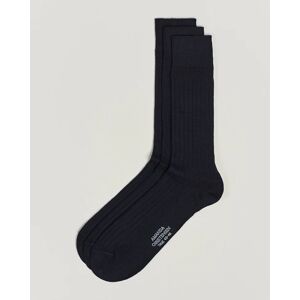 Amanda Christensen 3-Pack True Cotton Ribbed Socks Dark Navy men 39-42 Blå