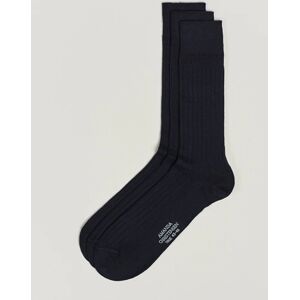 Amanda Christensen 3-Pack True Cotton Ribbed Socks Dark Navy men 43-46 Blå