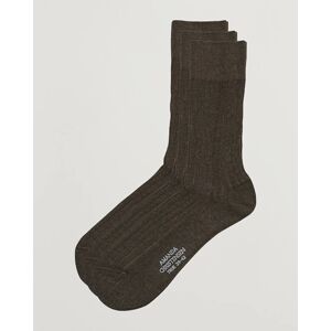 Amanda Christensen 3-Pack True Cotton Ribbed Socks Brown Melange men 39-42 Brun