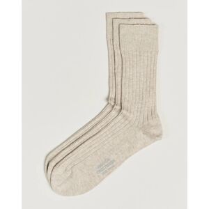 Amanda Christensen 3-Pack True Cotton Ribbed Socks Sand Melange men 43-46 Beige