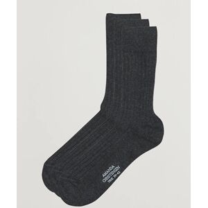 Amanda Christensen 3-Pack True Cotton Ribbed Socks Antracite Melange men 39-42 Grå