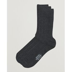 Amanda Christensen 3-Pack True Cotton Ribbed Socks Antracite Melange men 39-42 Grå