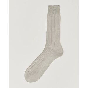 Bresciani Wide Ribbed Cotton Socks Off White men M (41-42) Beige