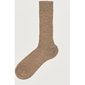 Bresciani Wool/Nylon Ribbed Short Socks Beige Melange men M (41-42) Beige