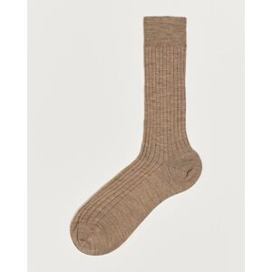 Bresciani Wool/Nylon Ribbed Short Socks Beige Melange men M (41-42) Beige