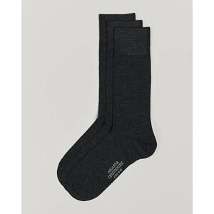Amanda Christensen 3-Pack Icon Wool/Cotton Socks Antracite Melange men 45-46 Grå