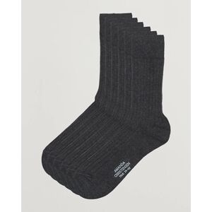Amanda Christensen 6-Pack True Cotton Ribbed Socks Antracite Melange men One size