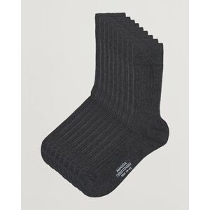 Amanda Christensen 9-Pack True Cotton Ribbed Socks Antracite Melange men One size