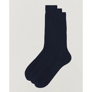 Bresciani 3-pack Cotton Ribbed Short Socks Navy men One size Blå