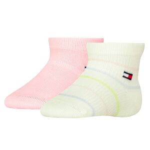 Tommy Hilfiger Strømper - 2-Pak - Pink/hvid M. Striber - Tommy Hilfiger - 19/22 - Strømper