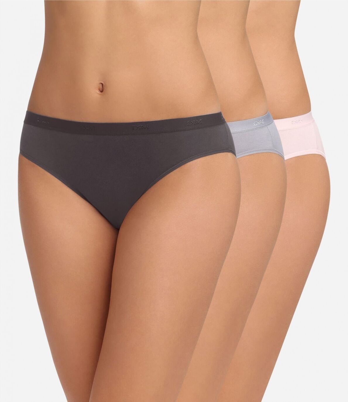 DIM. Pack 3 Bragas bikinis DIM Les Pockets 4H00 GRIS OSCURO/ROSA/GRIS 5MJ 36-38 Surtido 3 colores