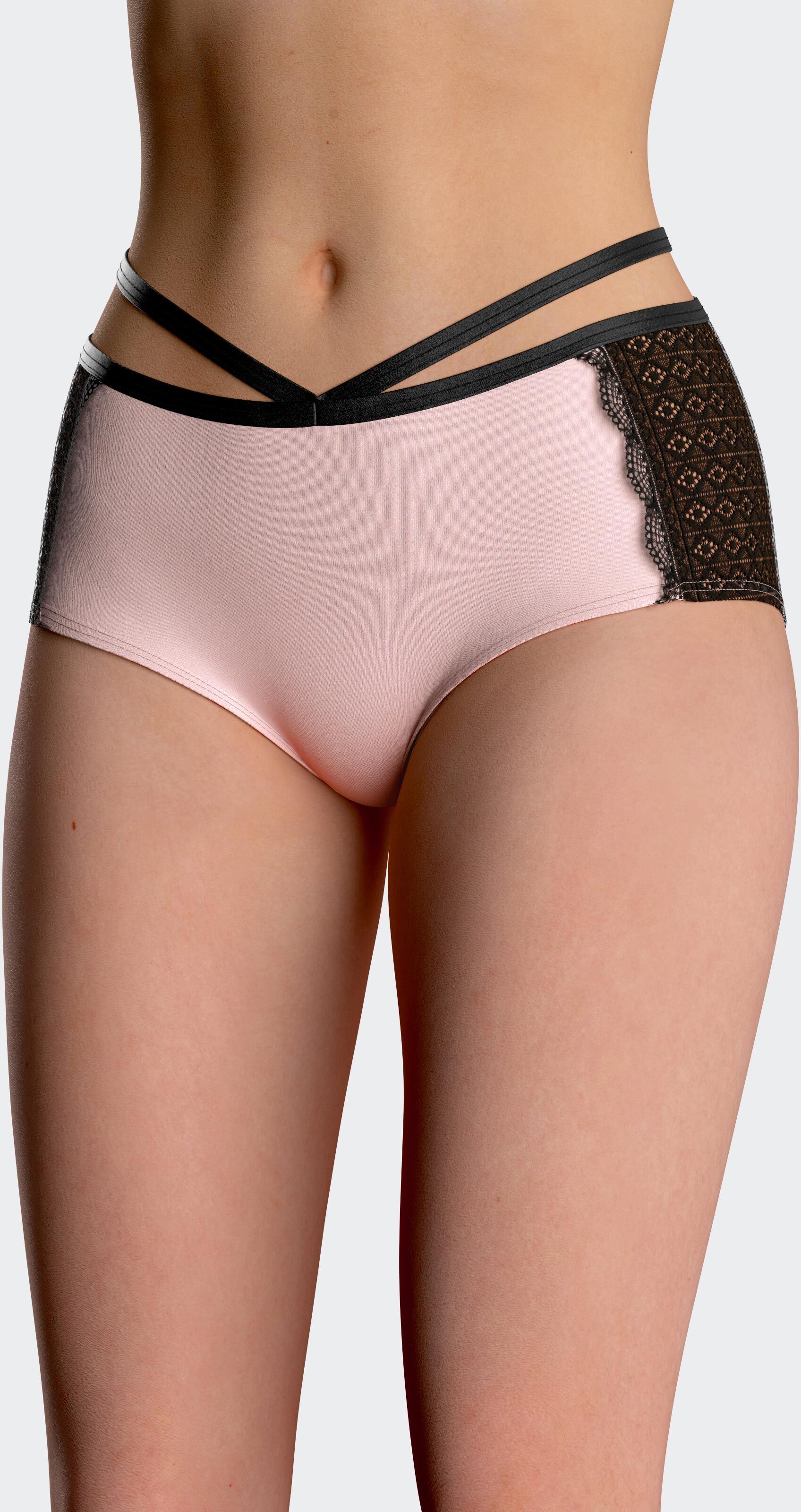 IMPETUS Cueca Hipster con detalles en encaje ROSA (L)