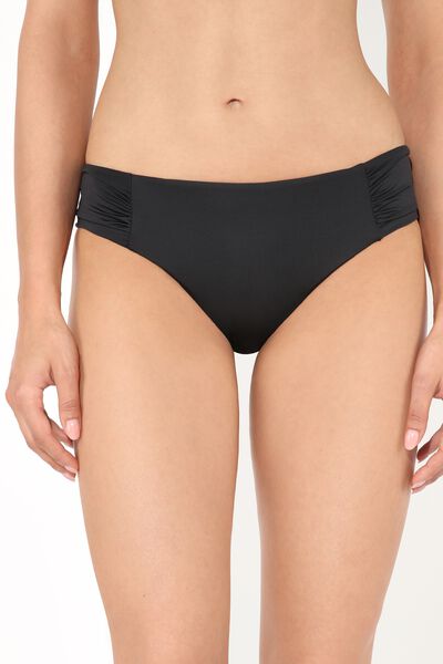 Tezenis Bikini Slip Alto Frunce Lateral Liso Mujer Negro