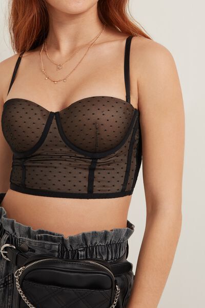 Tezenis Sujetador Tipo Top Little Dots Mujer Negro