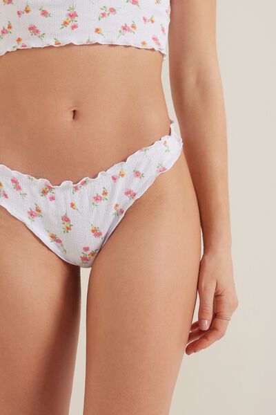 Tezenis Braguita Brasileña con Sobrehilado Festoneado Sweet Cotton Mujer