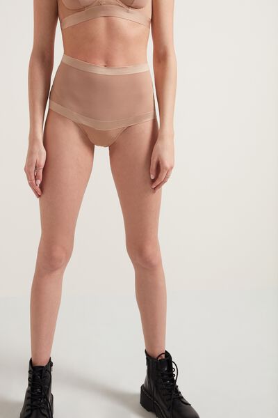 Tezenis Braguita de Talle Alto de Tul Invisible Mesh Mujer Natural