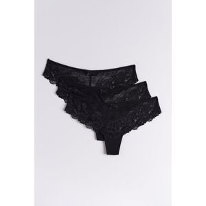 Gina Tricot - 3-pack lace string - alushousut-3-kpl - Black - XL - Female - Black - Female