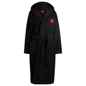 HUGO Cotton-terry dressing gown with red logo label