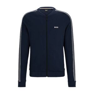 Boss Cotton-blend zip-up jacket with embroidered logo