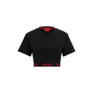 HUGO Cropped T-shirt in stretch fabric with logo waistband