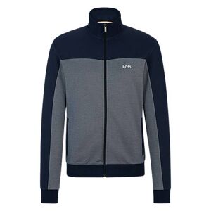Boss Cotton-blend zip-up jacket with embroidered logo