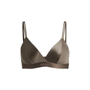 Boss Mixed-material triangle bra with branded band