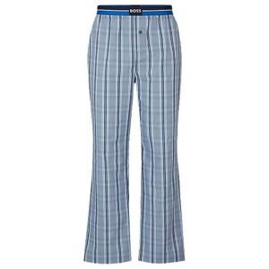 Boss Checked-cotton pyjama bottoms with logo waistband