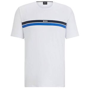 Boss Logo-stripe pyjama T-shirt in stretch-cotton jersey