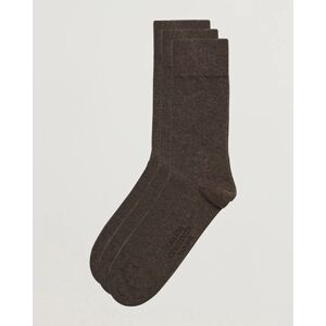 Amanda Christensen 3-Pack True Cotton Socks Brown Melange - Musta - Size: One size - Gender: men