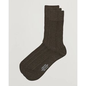 Amanda Christensen 3-Pack True Cotton Ribbed Socks Brown Melange - Sininen - Size: XS S M L XL - Gender: men