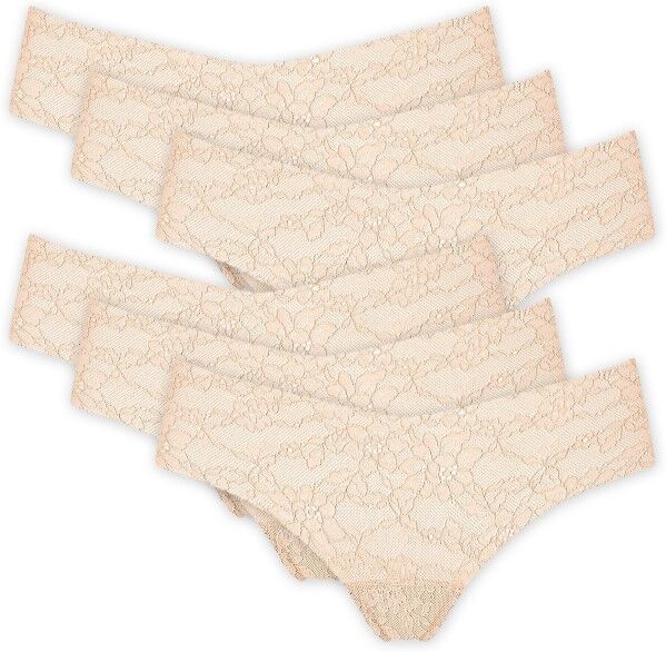 Sloggi 6 pakkaus Light Lace 2.0 Brazil Panty - Beige * Kampanja *  - Size: 10144012 - Color: Beige