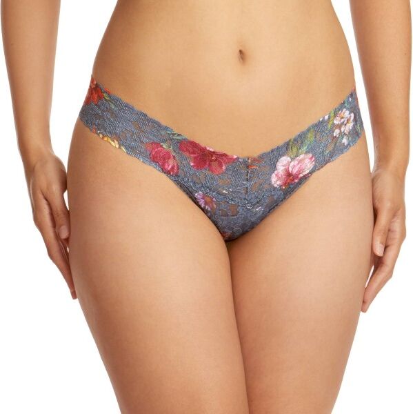 Hanky Panky Flower Low Rise Thong - Blue w Flower  - Size: 3L1584 - Color: Sininen kukall