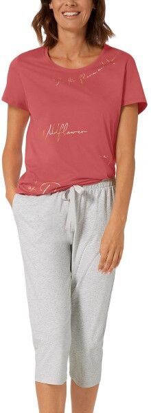 Triumph Lounge Me Cotton Capri PJ Set - Red  - Size: 10207536 - Color: punainen