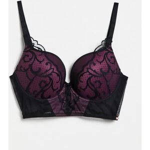 - VIP Indulgence - Soutien-gorge rembourrÃ© long Ã  armatures avec finitions en dentelle - Noir et bordeaux-Rouge Rouge 80E female