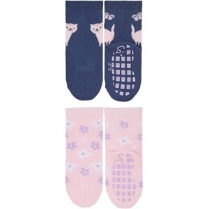 Sterntaler Lot de deux chaussettes ABS chat et fleurs bleu