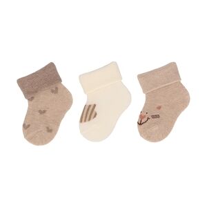 Sterntaler Lot de 3 chaussettes premier age chat beige chine