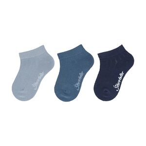 Sterntaler Lot de 3 chaussettes de baskets côtelees gris-bleu