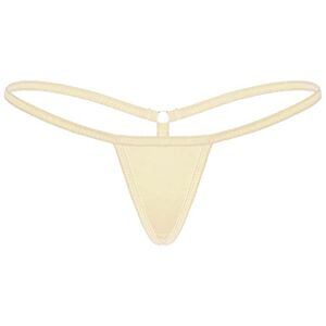 ranrann Micro String Ficelle Femme Sexy Slip Taille Basse Tanga Thong Bikini Erotique Lingerie sous-vêtement Briefs Underwear Ecru Taille Unique - Publicité